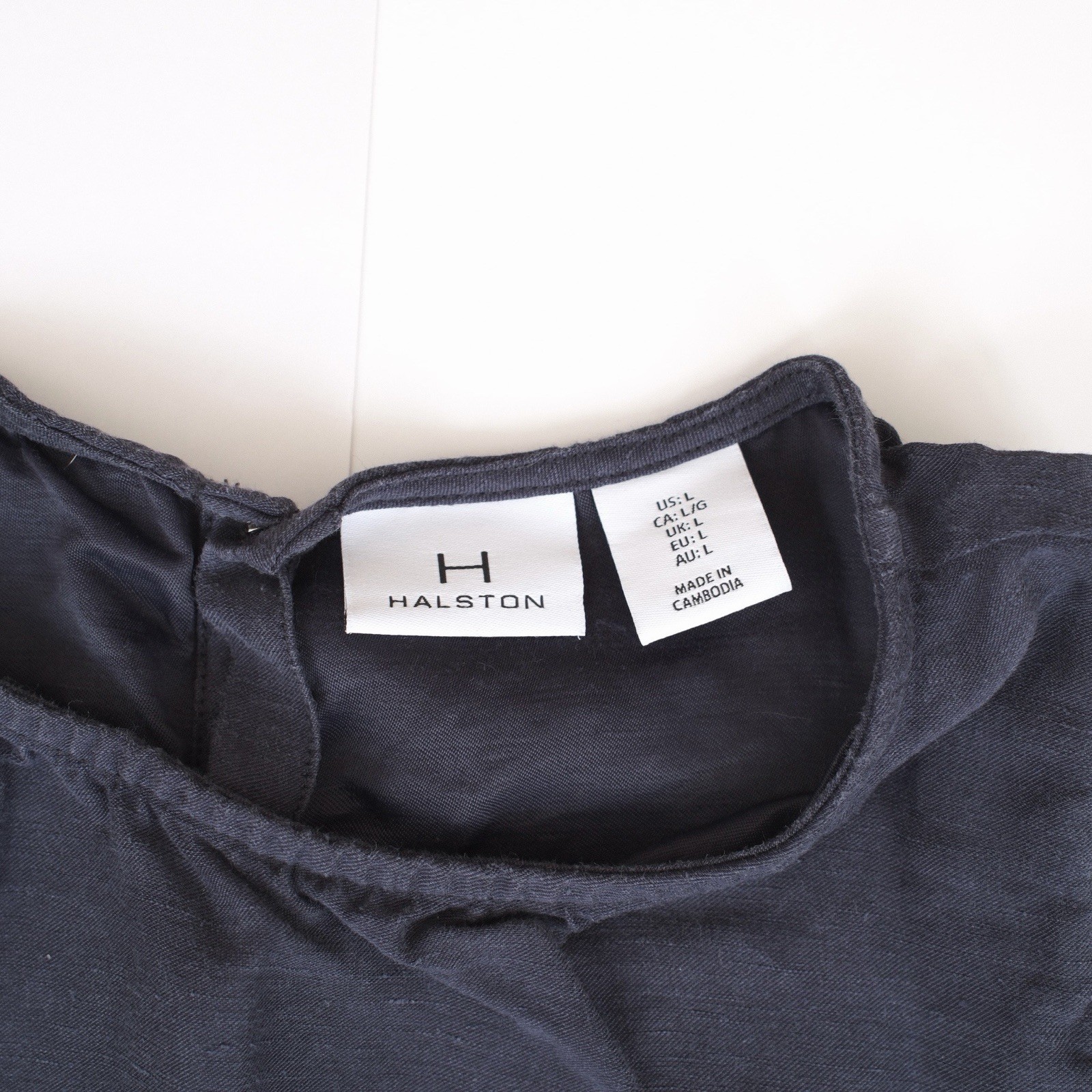 Halston Navy Linen Sleeveless Top – Size Large L