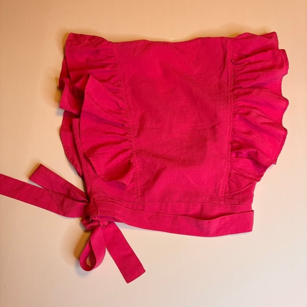 Glam Rocker Hot Bright Pink Wrap Crop Ruffle Top Tie US M Coquette Party Summer