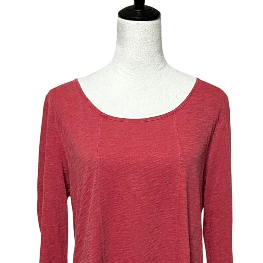 Soft Surroundings Top Womens Large Petite Red Long Sleeves Lace Trim Tunic