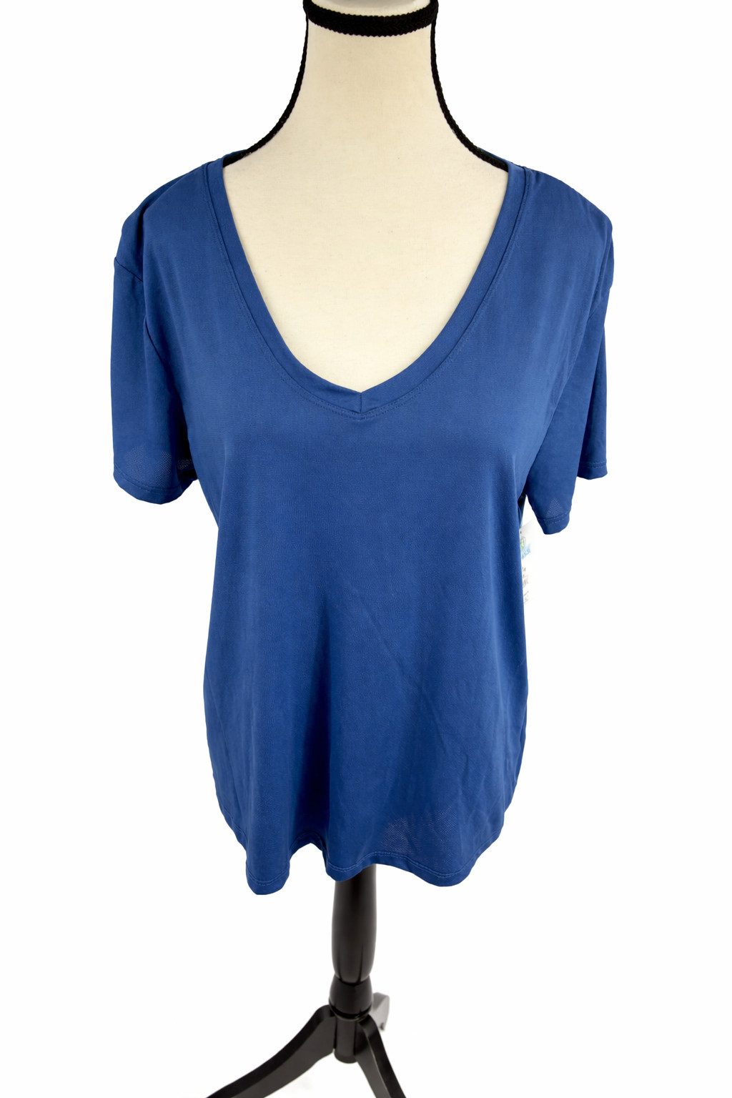 Athletic Works Womens XL Blue DriWorks V-Neck Short Sleeve T-Shirt Top