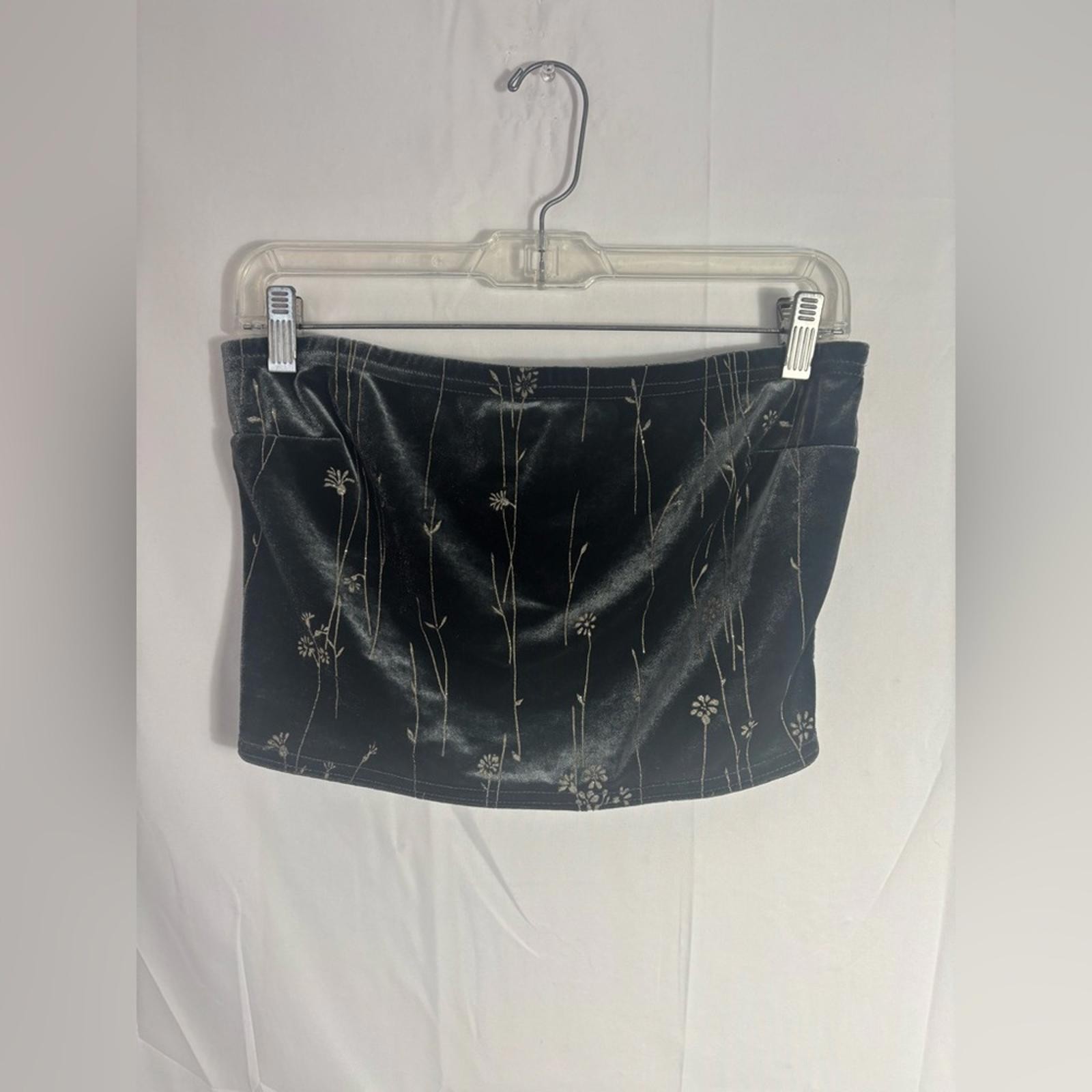 Jessica McClintock Gunne Sax Charcoal Grey Textured Velvet Tube Top Size M-L