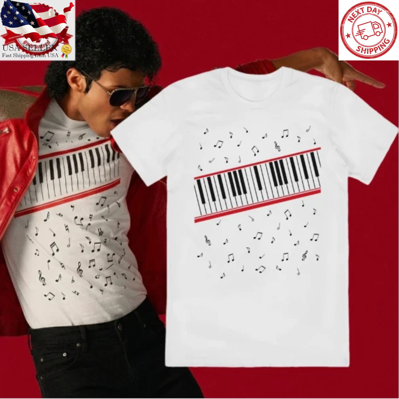 Vintage Michael Jackson Piano Shirt Beat It Music Graphic Tee