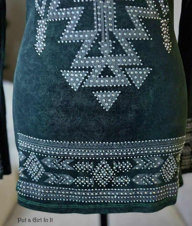 New VOCAL Womens CRYSTAL MINERAL WASHED OLIVE AZTEC BIKER BLING SHIRT S M L XL