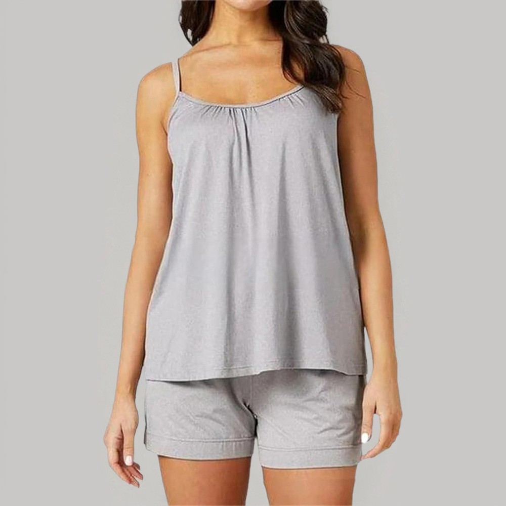 Übergröße Damen Unterhemd mit integriertem BH Spaghettiriemen Gepolstert TankTop