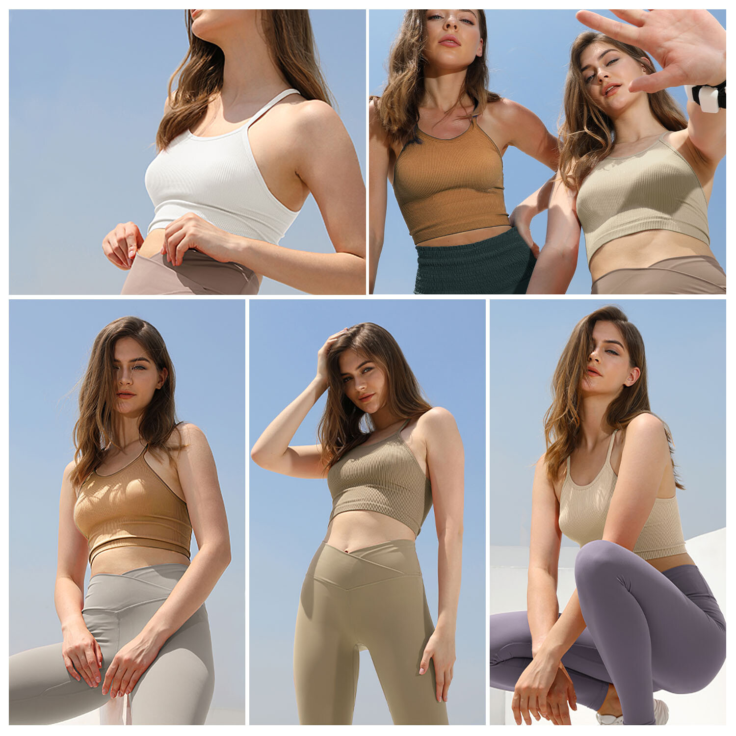 3 Pack Women Seamless Ribbed Knit Crop Tank Tops Workout Yoga Sleep Sports Bra