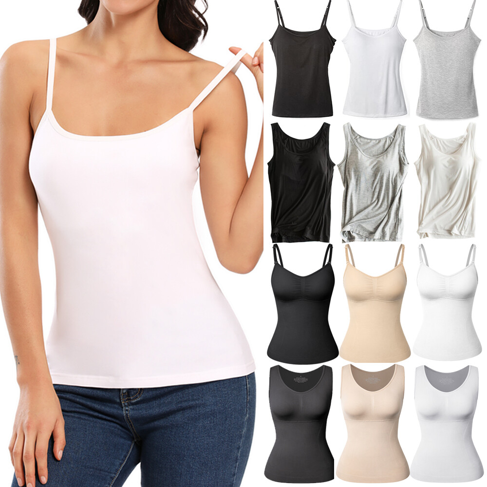 Camisole with Built in Bra Women Tank Top Padded Bra Vest Undershirt Sleeveless