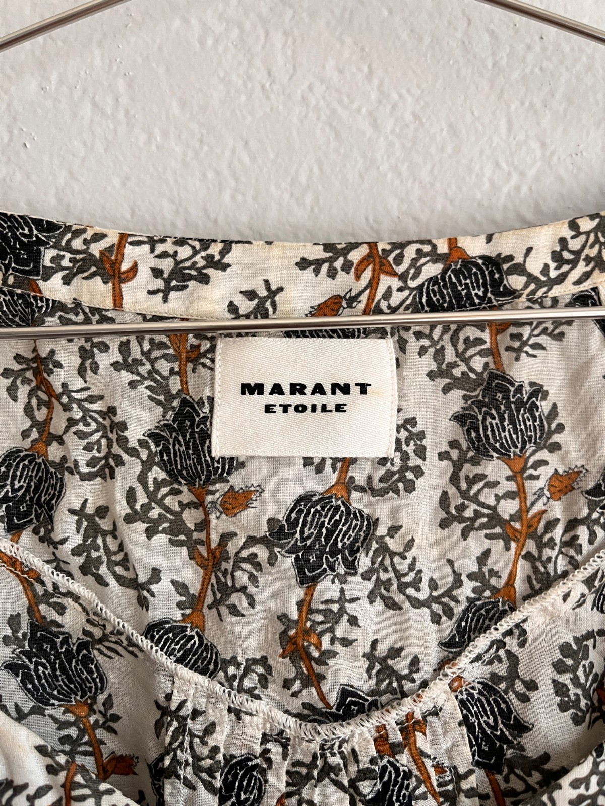 Isabel Marant ETOILE Madrana Ruffled Top in Floral Khaki Size FR 36/SMALL