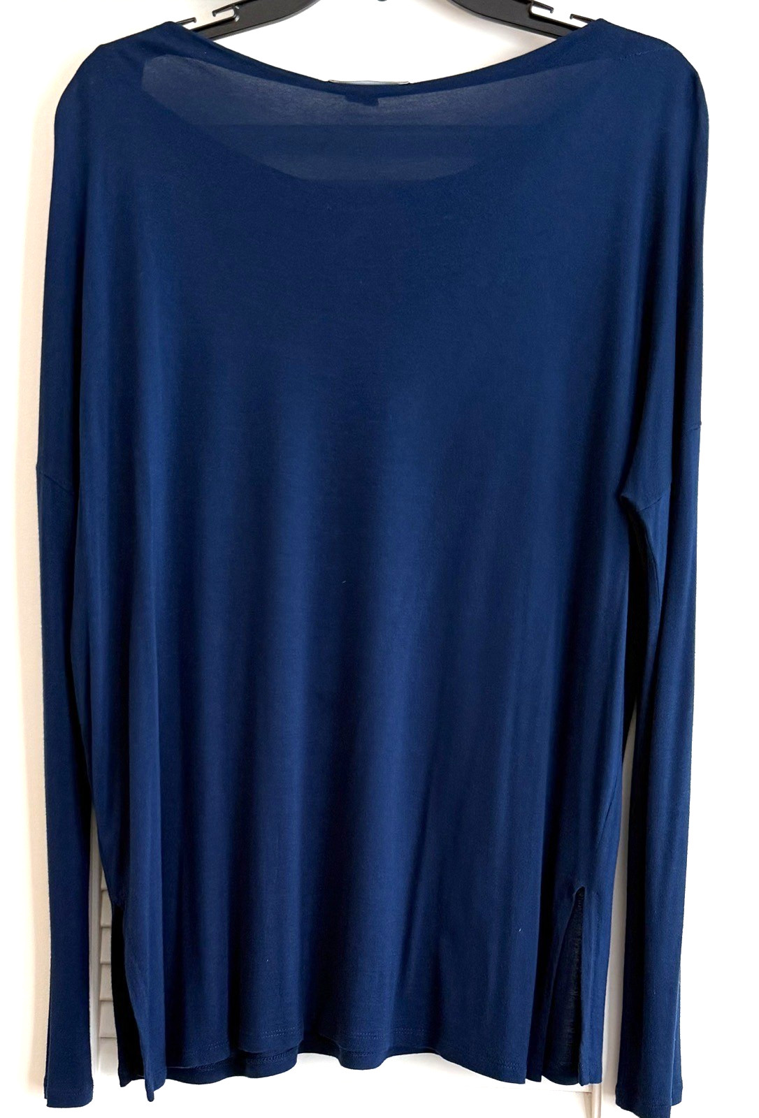 VINCE Royal Blue Boat Neck Long Sleeve Top Side Slits Small Relaxed Fit Exc!
