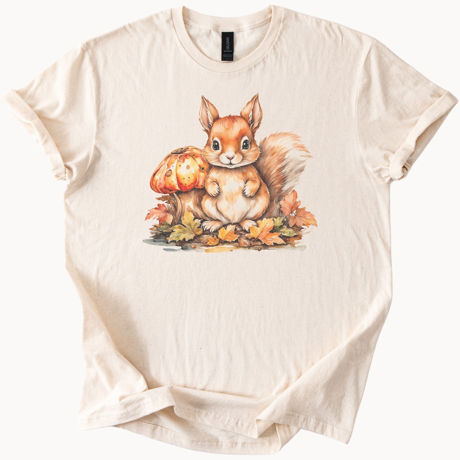 Squirrel Autumn Shirt Fall Pumpkin Forest Leaves Animal Graphic Tee