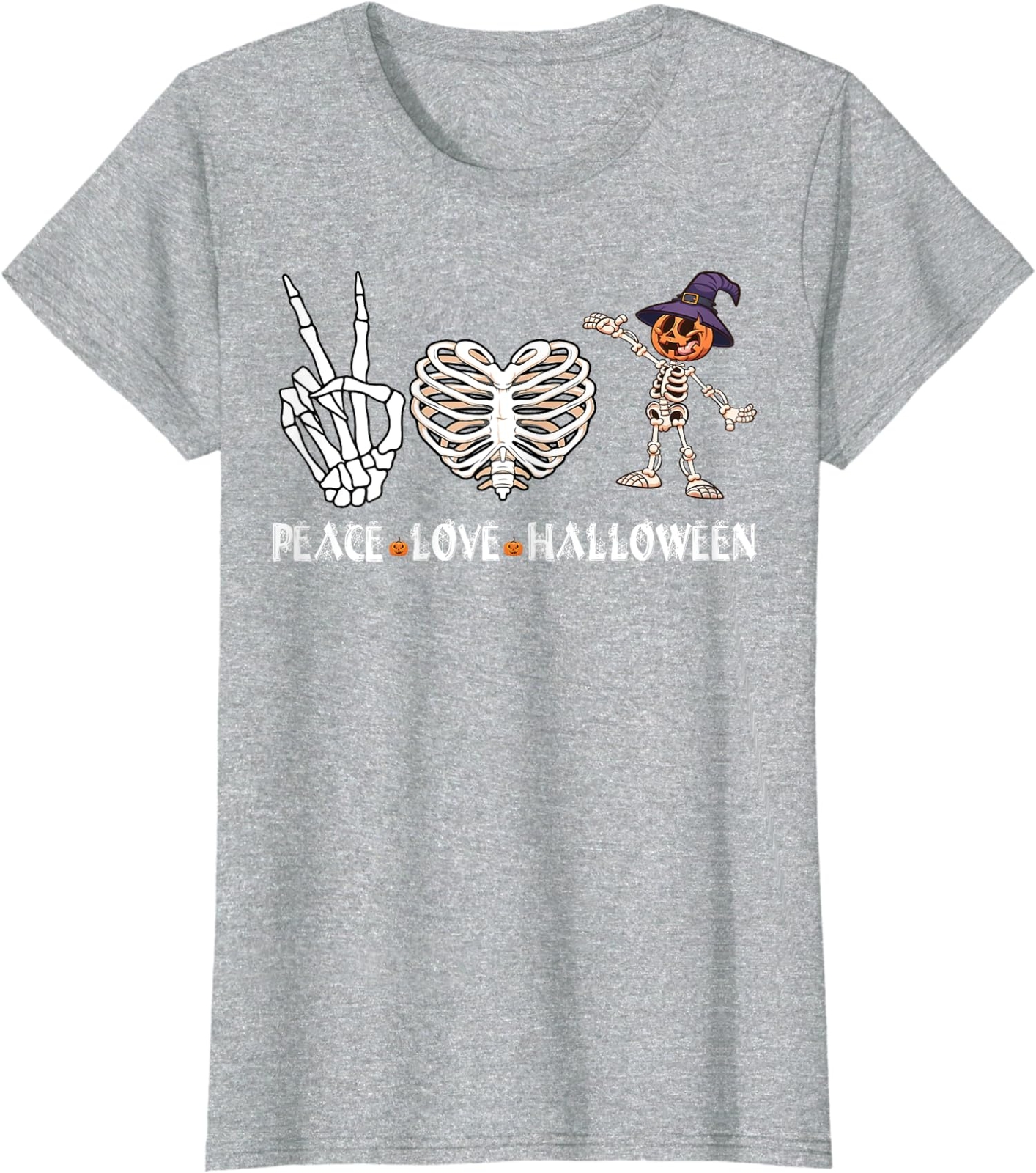 Peace Love Halloween Scary Pumpkin Happy Halloween Ladies’ Crewneck T-Shirt
