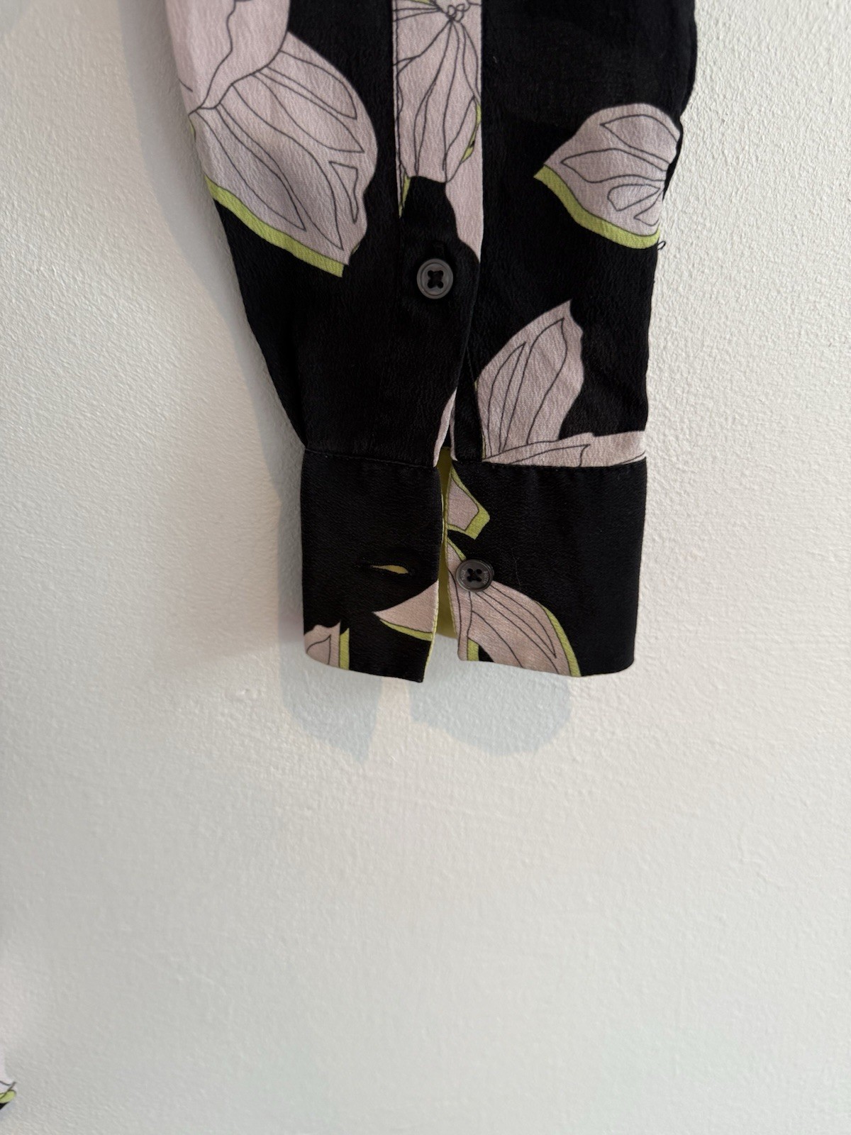 Paul Smith Silk Shirt Blouse Womens 38 Medium Black Floral Flower Button Up