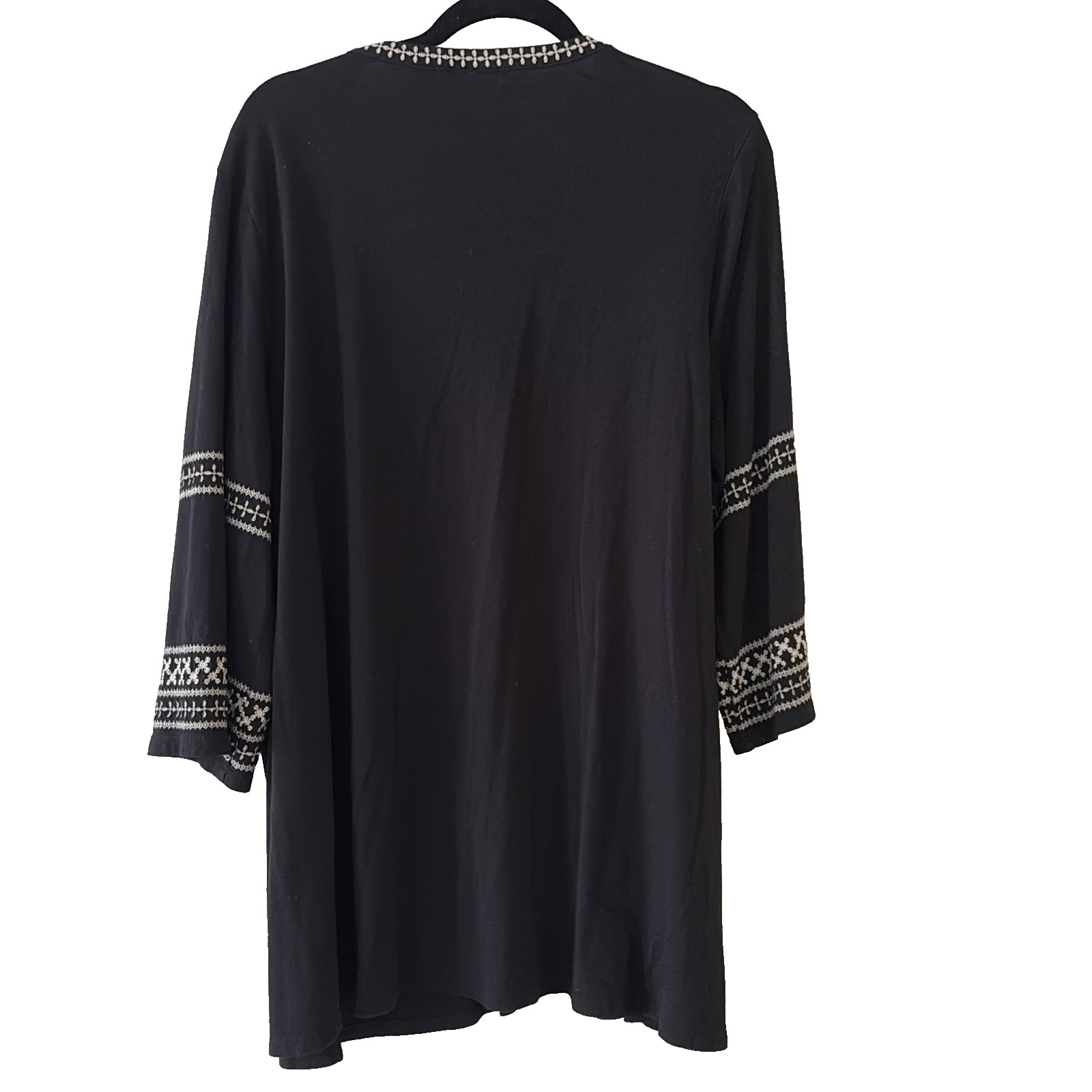 XL Tall XLT J. Jill Tunic Top Black Button Up Cotton Blend MOROCCAN STYLE