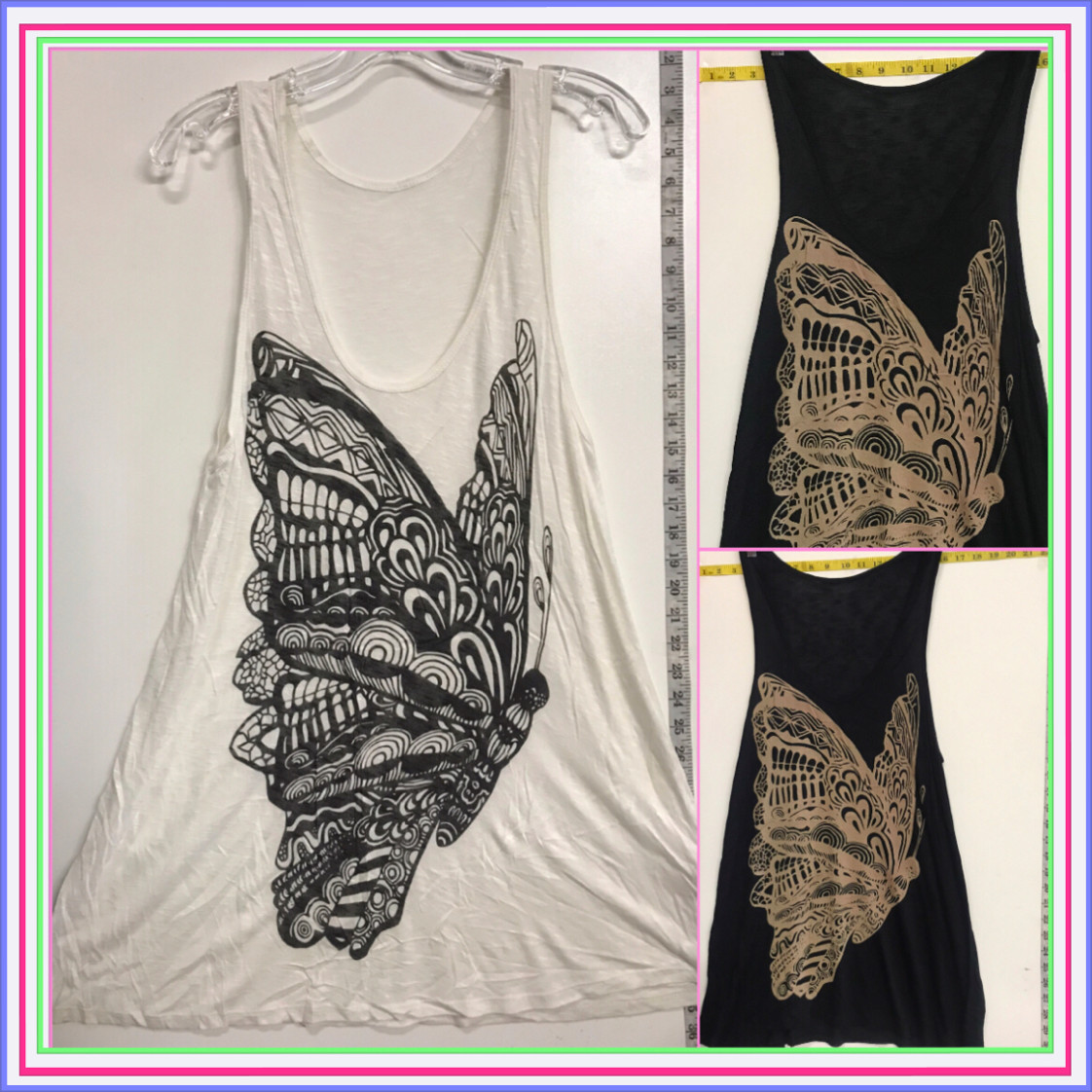 2 Pack Ladies Tank Tops Printed High Quality (A54) 92% cotton 8% Spandex Top