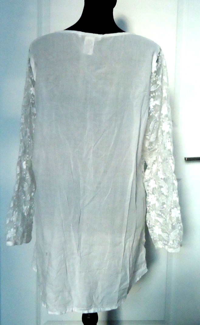 Cute Options Women’s White Lace Blouse 100% Cotton Embroidery Size-XL