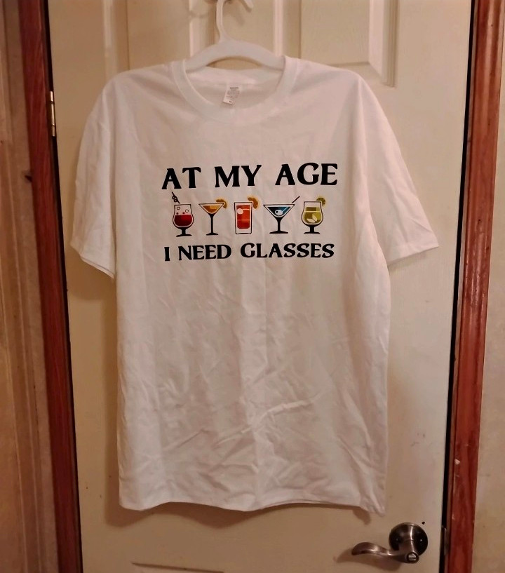 Quality Fashion White Funny Glasses Graphic Crew Neck T-Shirt XL Cotton T-Shirt