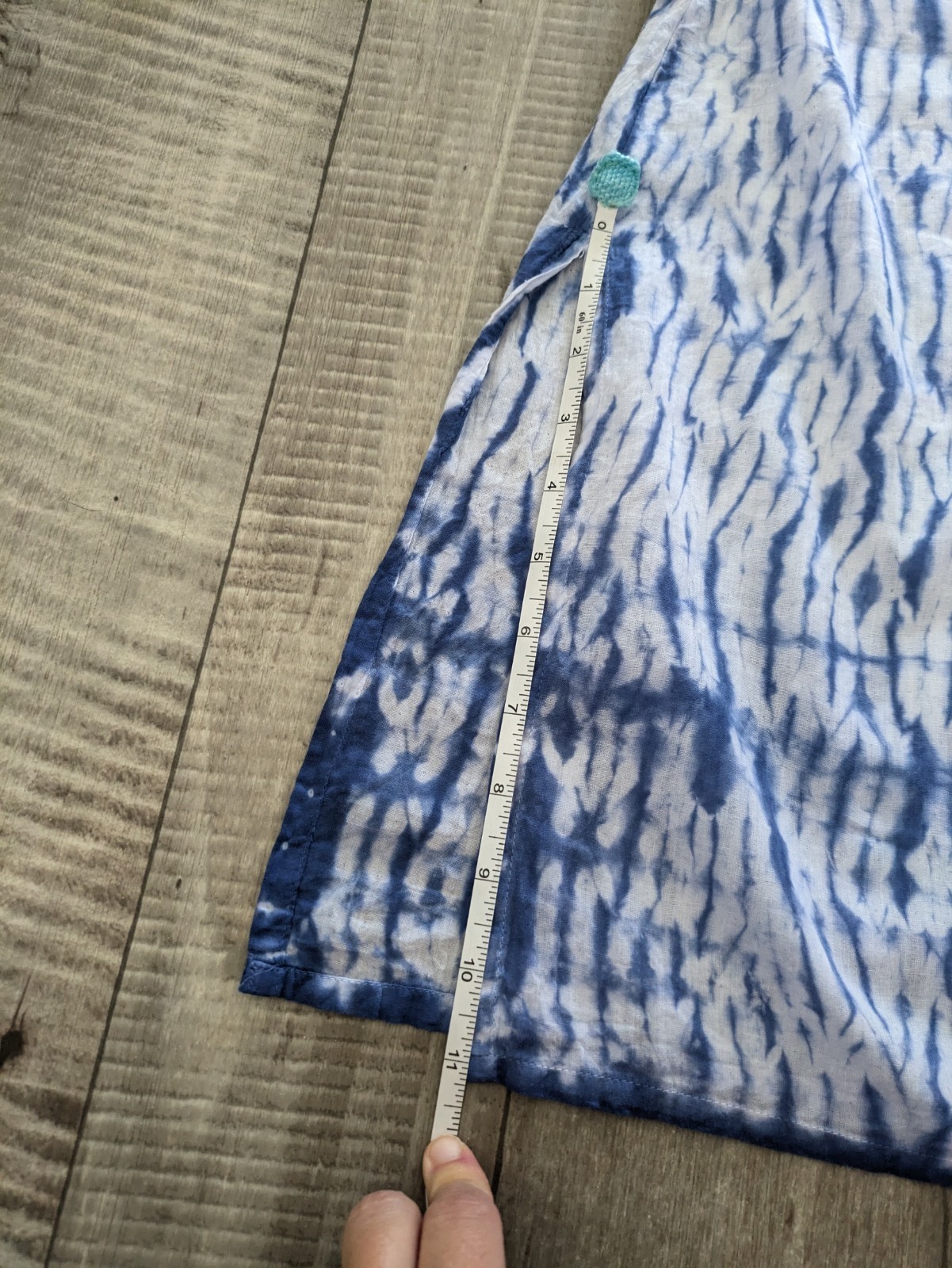Boho Tie Dye Tunic 100% Cotton Made In India Lightweight Blue White Hippie