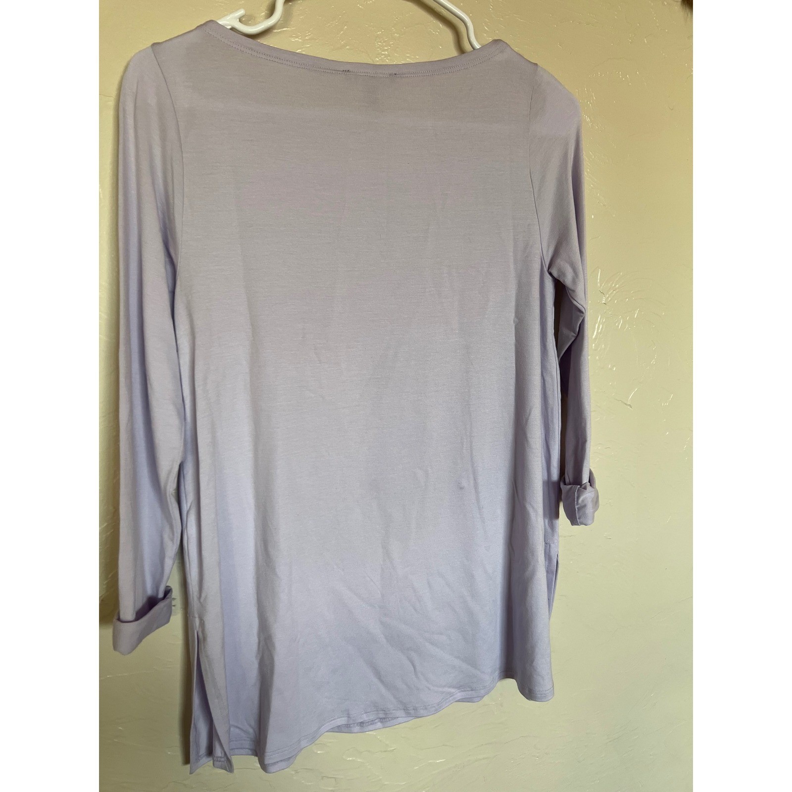 Eileen Fisher Petite Lavender Fine Tencel Jersey Bateau Neck Tunic Top PP
