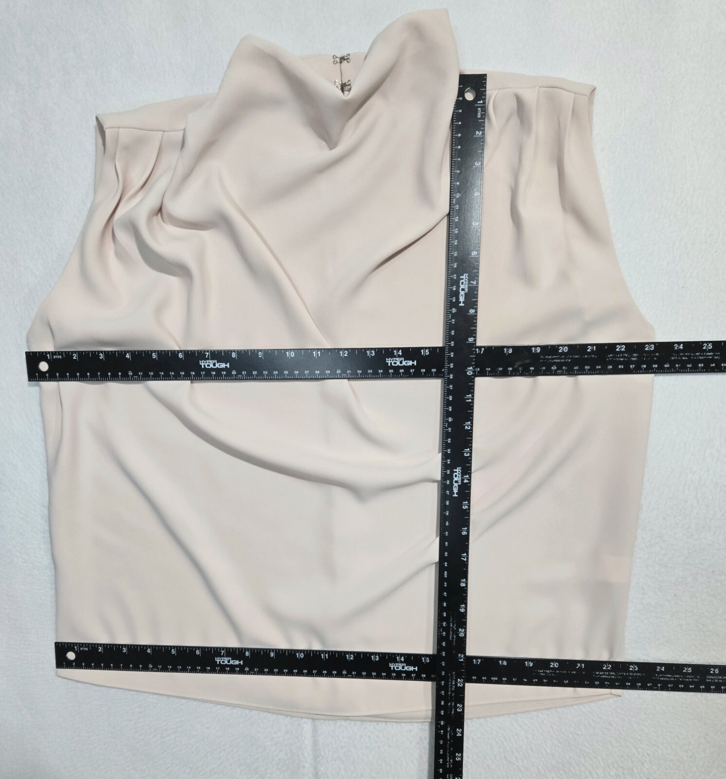 AMANDA UPRICHARD “Fabienne” Sleeveless Draped Neck Top Keyhole Back Beige LARGE