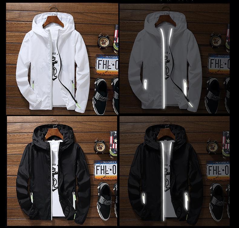 Men’s waterproof raincoat hooded breathable lightweight windbreaker jacket-