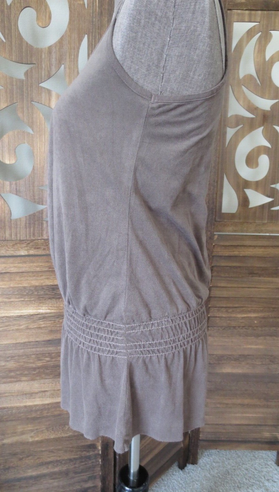 Cherish Boutique Tunic Tank Top Layering Tank Brown Dark Taupe Faux Suede