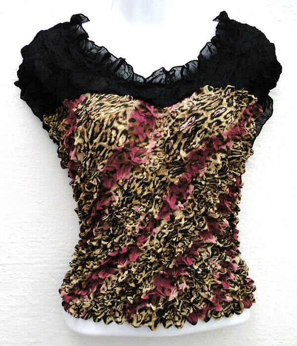 Lot of 2 New Stretchy Popcorn Cap Sleeve Blouses Tops Shirt as pictured pattern