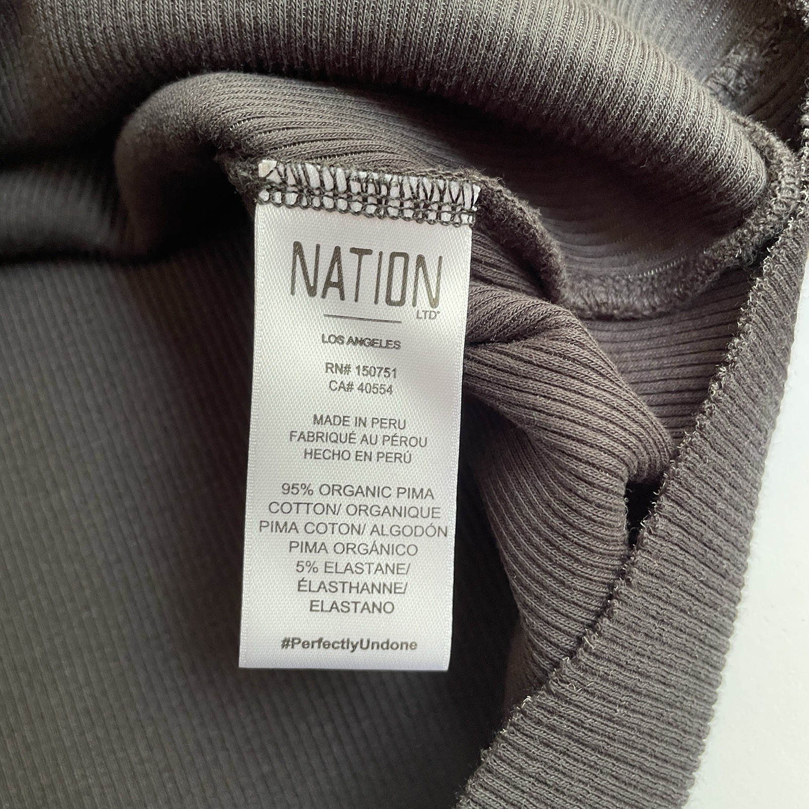 Nation LTD Ribbed Scoop Neck Puff Sleeve Top Organic Pima Cotton Peru Black M