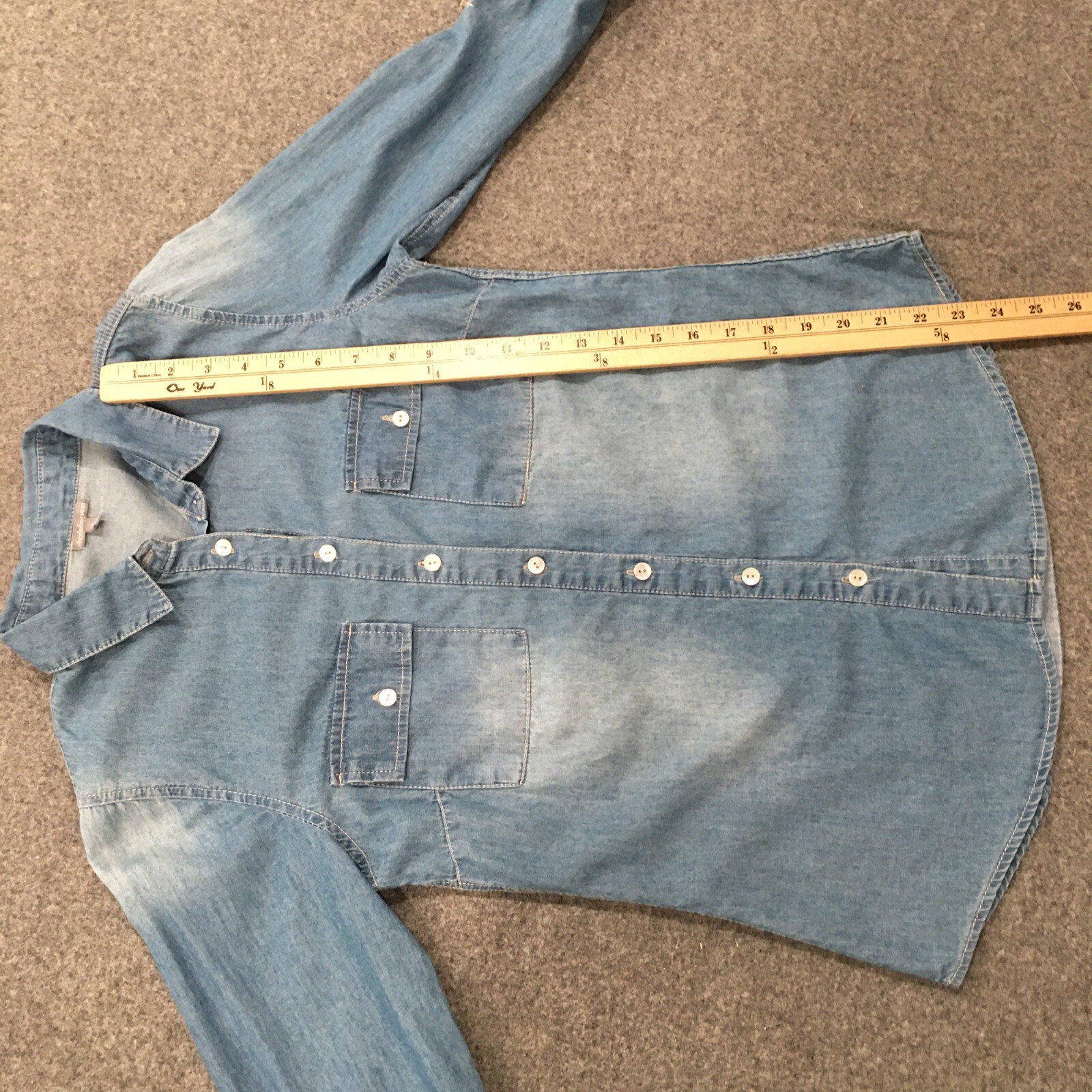 Charlotte Russe Women S Shirt Blue Denim Button Long Sleeve 100% Cotton Western