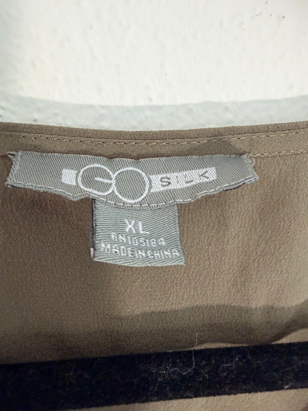 GO SILK 100% Silk Taupe V-Neck Utility Blouse XL NWT Long Sleeve Minimalist