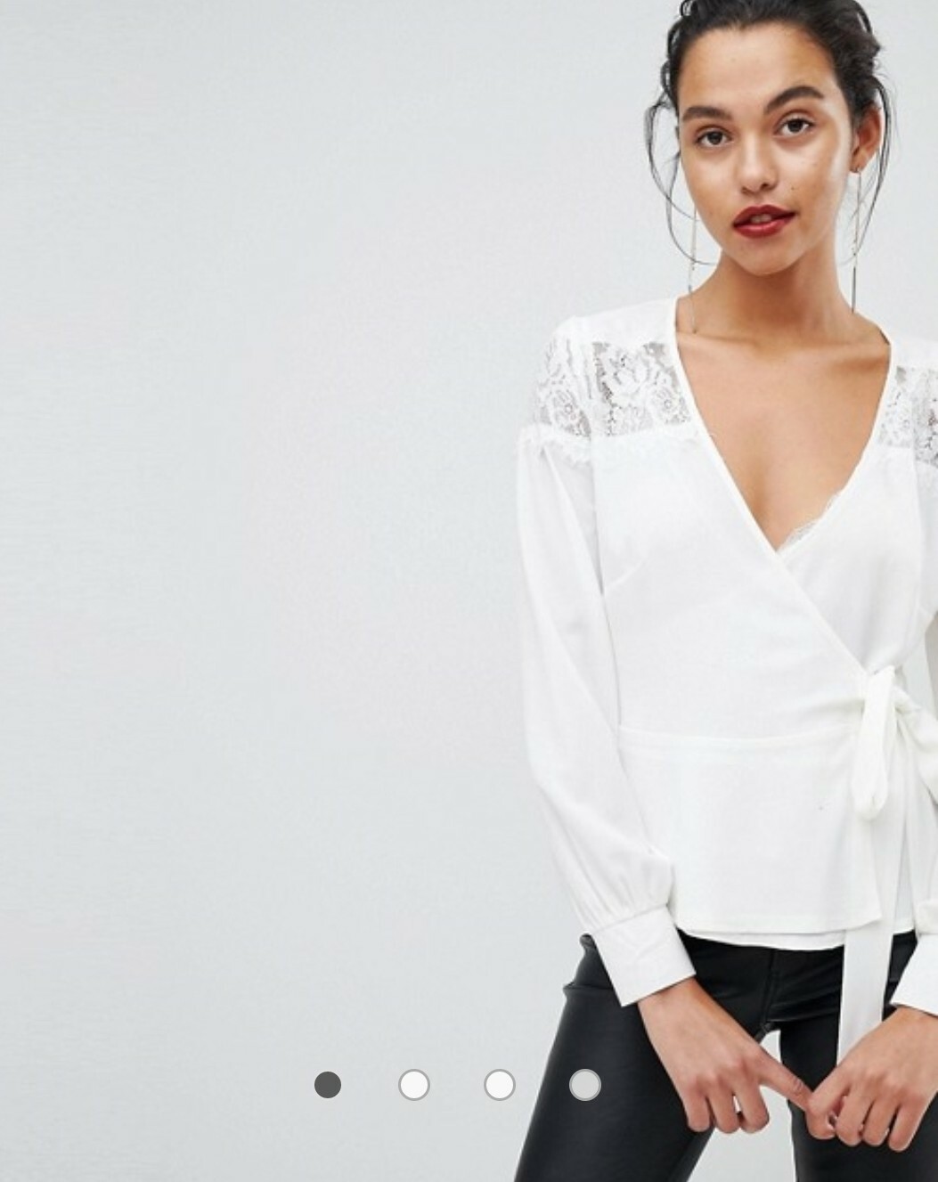 Outrageous Fortune Ivory Off White Cream Ruffle Detail Lace Insert Wrap Top 10
