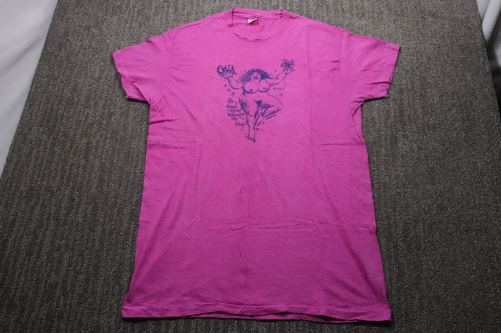 Hanes VTG 80s Single Stitch T-Shirt Gaia Goddess Nature Hippie Women’s 2XL Thin