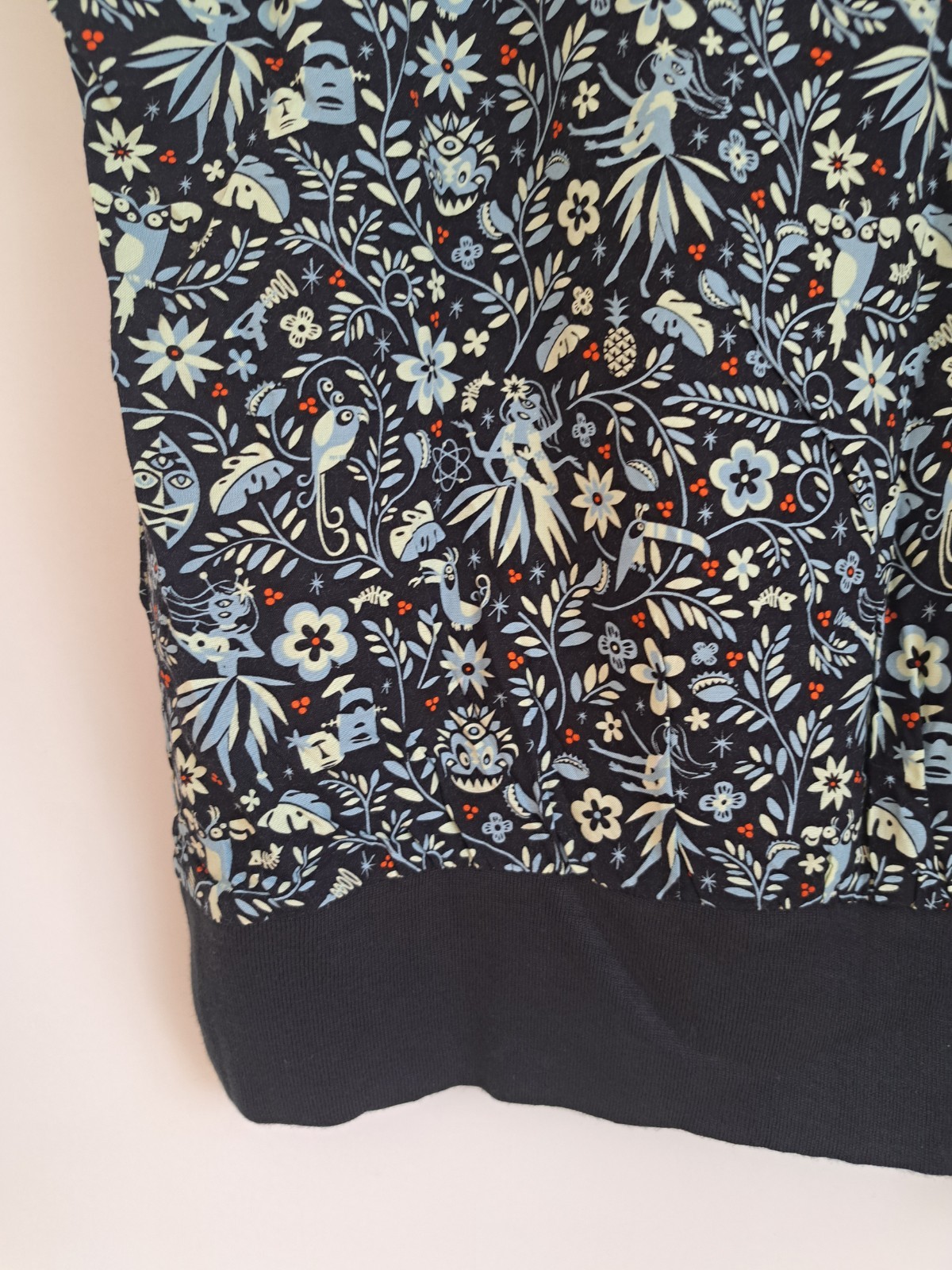 Mambo Rayon Cyclops Blouse Top UK14 Mimosa Blue Green Jersey Hem BNWT