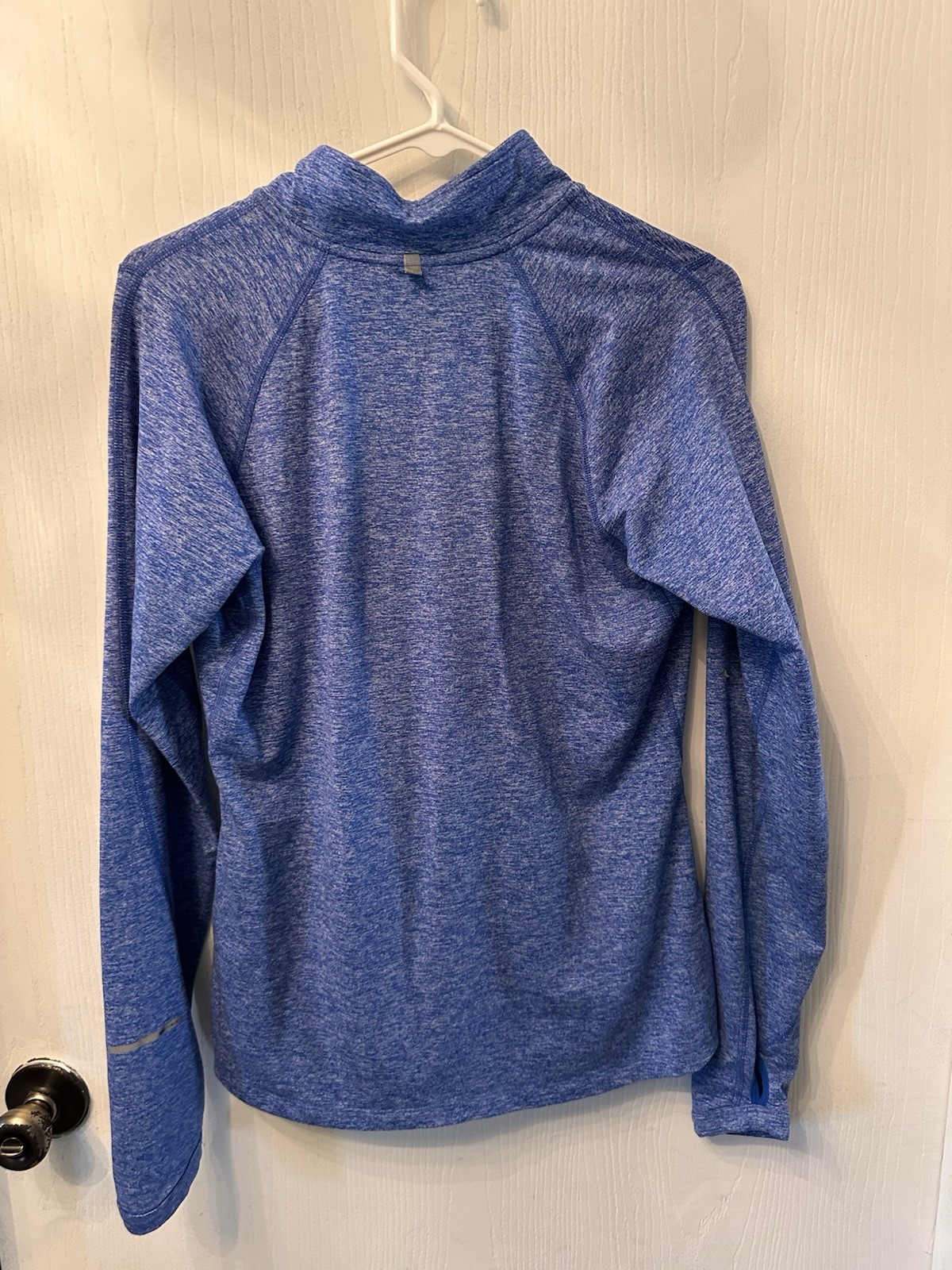 Nike Dri-FIT Womens Running 1/4 Zip Long Sleeve Heather Blue Thumbholes M