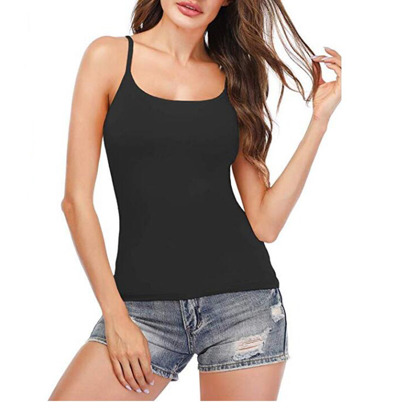 Women Cami Adjustable Strap Camisole With Built in Padded Bra Tank Tops Vest US