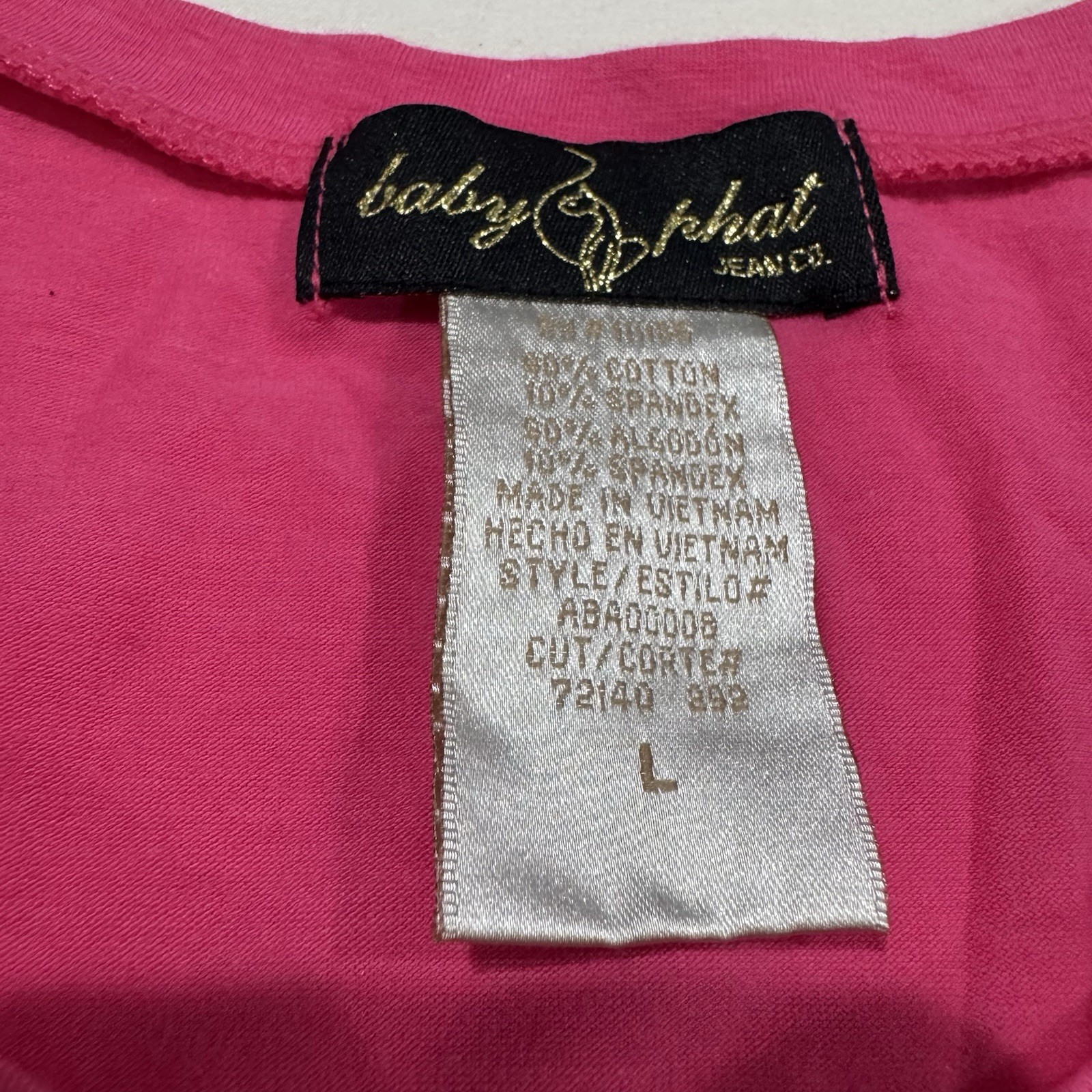 Baby Phat Jean CO Hot Pink Short Sleeve Shirt Size L NWT