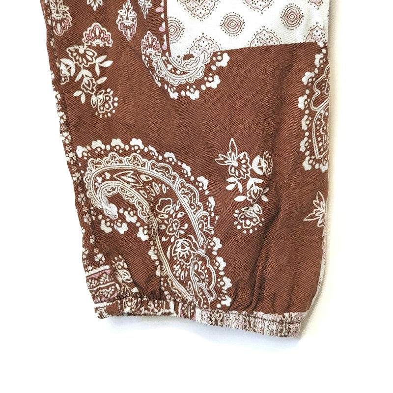 PacSun LA Hearts Patchwork Floral Crop Top Brown White Boho Y2K 70s XS