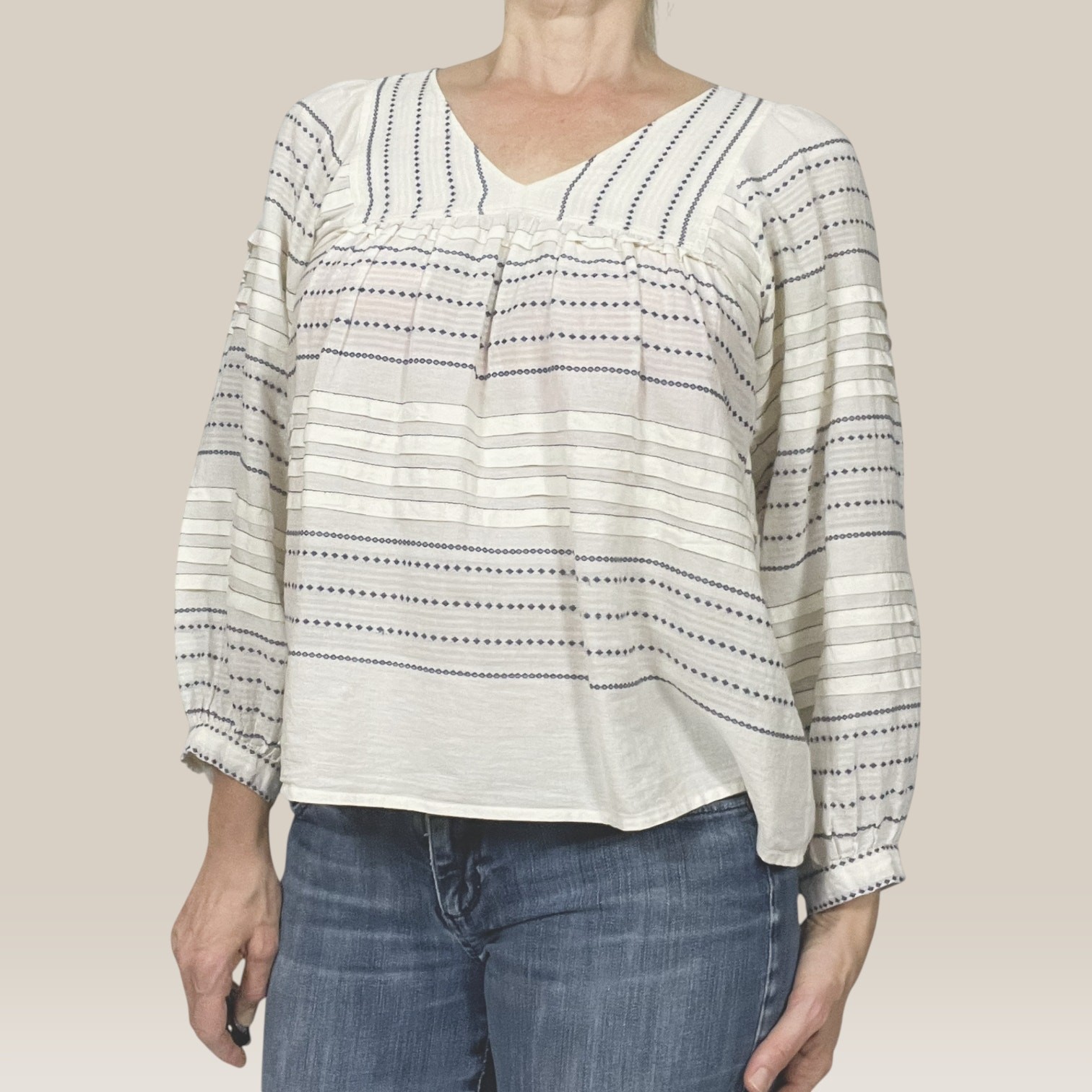 Velvet Graham Spencer Piper Paros Embroidered Peasant Blouse Tunic Cotton Small