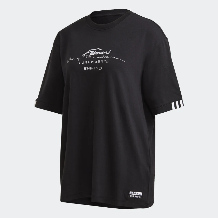 Adidas Originals R.Y.V. Womens Oversized Premium T-Shirt Black Size XS 32 GD2975