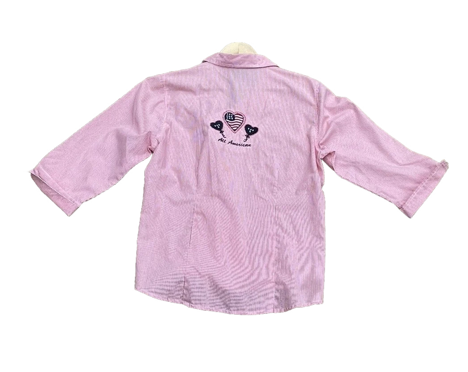 Las Olas Womens Sz Medium Stripe Button Front All American Patriotic Top Blouse