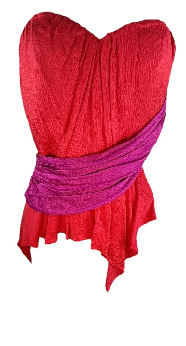 NWT Amur Matilda Red Purple Peplum Strapless Bustier Blouse Top Women Size 6 ￼