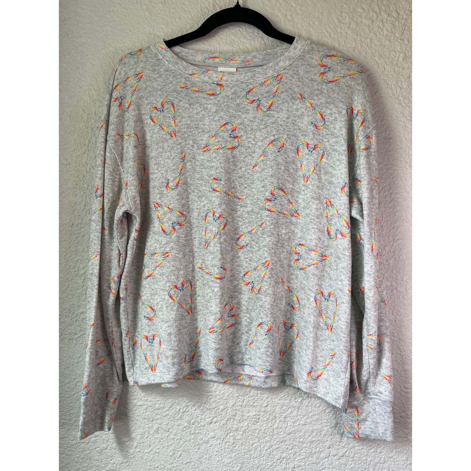 PINK Victoria’s Secret Candy Cane Rainbow Long Sleeve Sleepwear Top