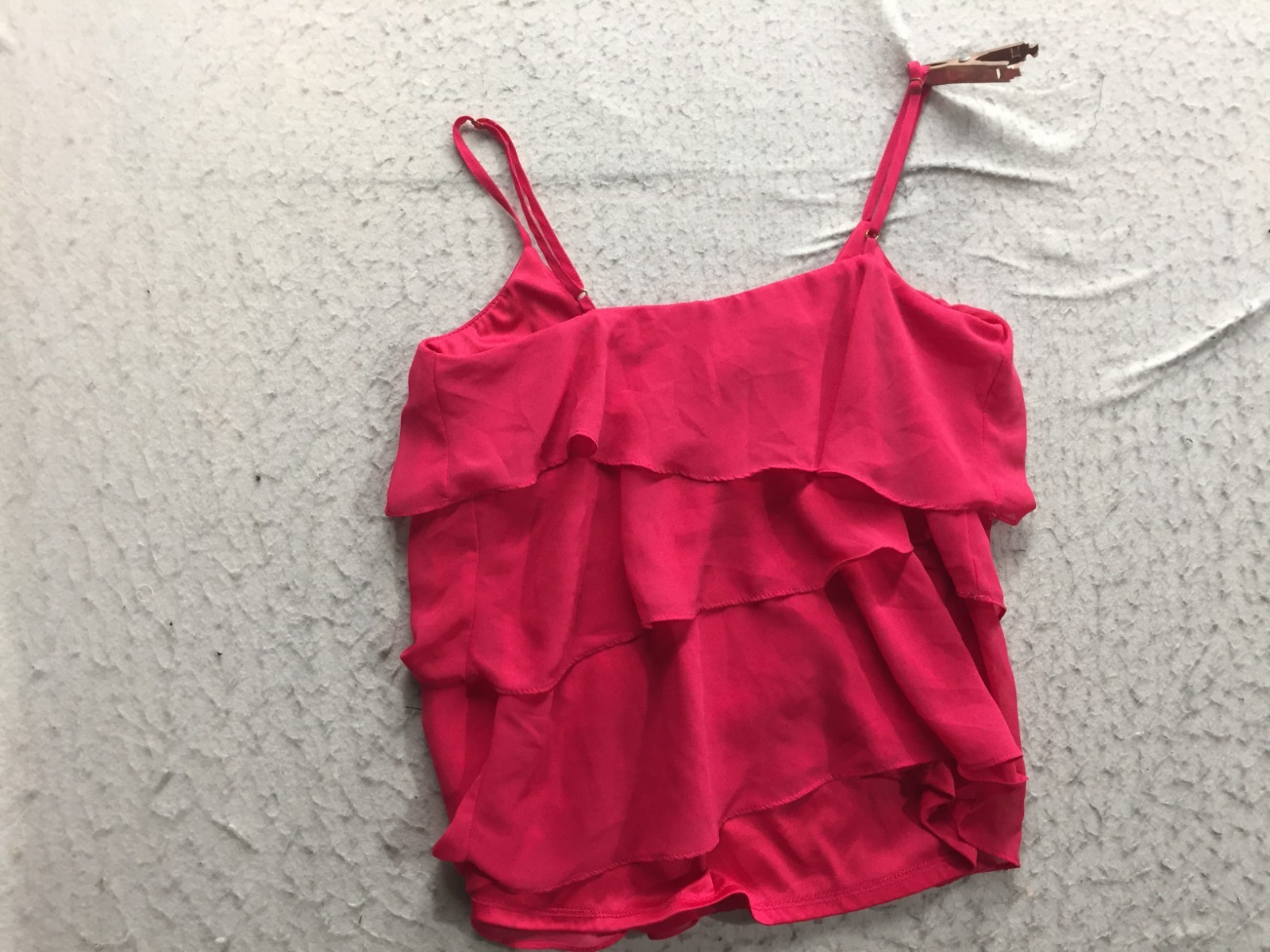 Sofia Vergara Tank Blouse Womens S Small Pink Chiffon Layered Scoop Spaghetti