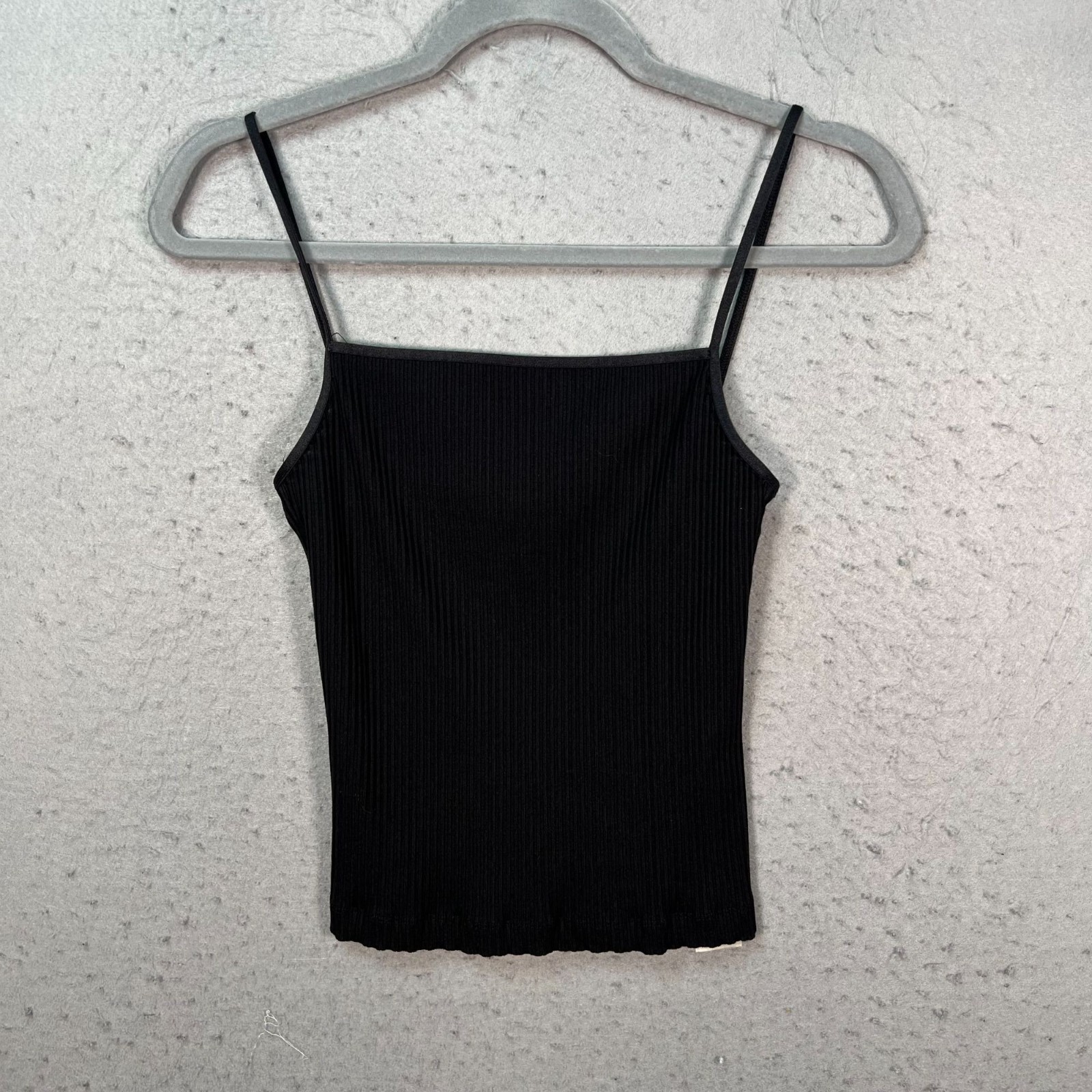 Wilfred Womens Small Black Ribbed Knit Square-Neck Tank Top w/ Spaghetti Straps
