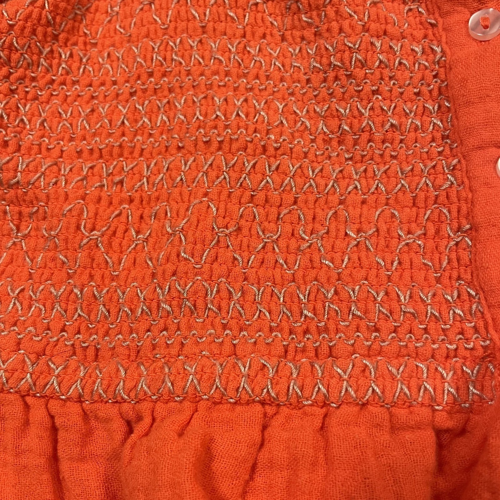 Free People Smock It To Me Peplum Crop Top Size Small Orange Contrast Stitching