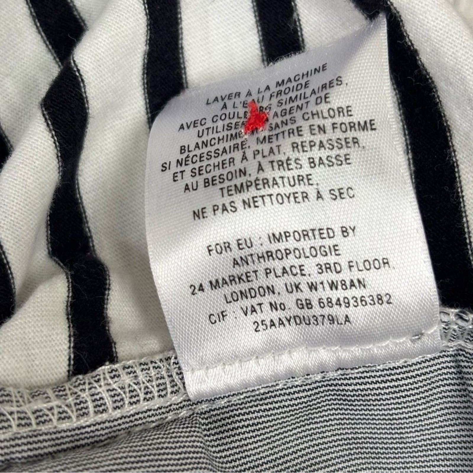 Anthropologie Striped Gray & White Lightweight Adjustable Sleeve Women’s XS Top