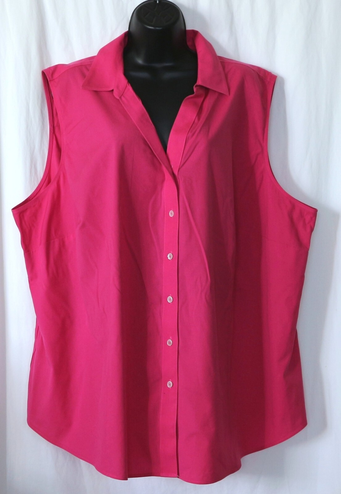 TALBOTS WOMAN Slvlss Rose No Iron VNck Blse 56 In Chest 29 In Long Sz 24W EXC