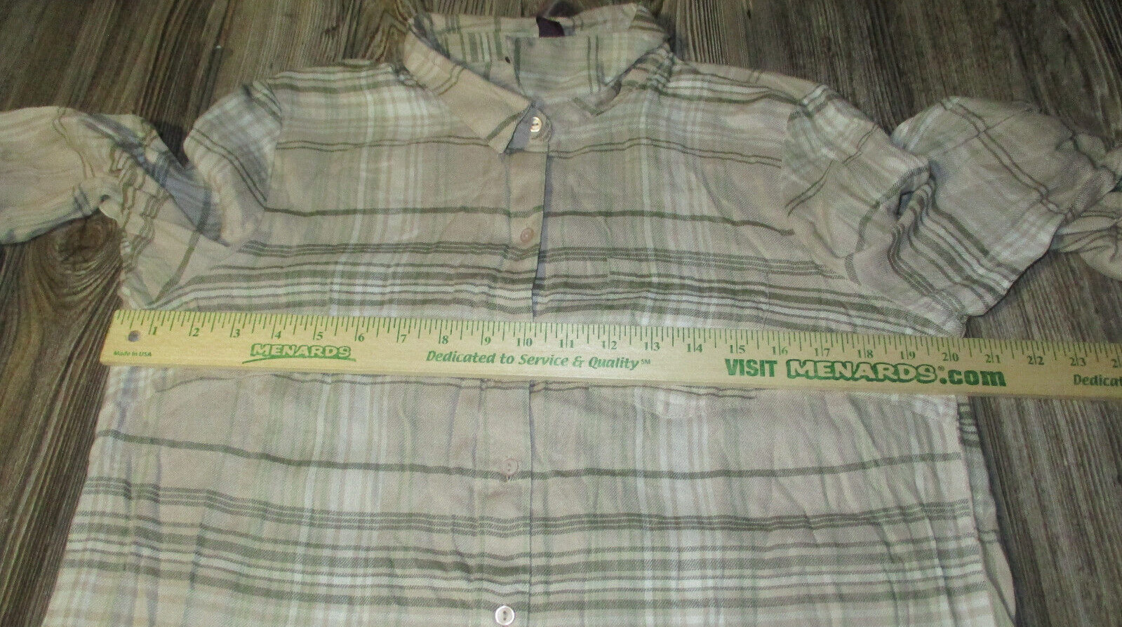 Gloria Vanderbilt Esme Pesto Sempre Beige Plaid Top Button NWT Sz Medium