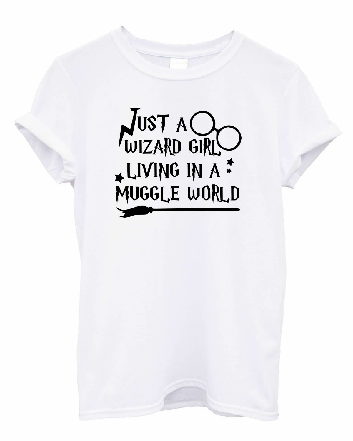 Just a wizard girl in a muggle world print Tshirt Fan art wizard Wizardry Top