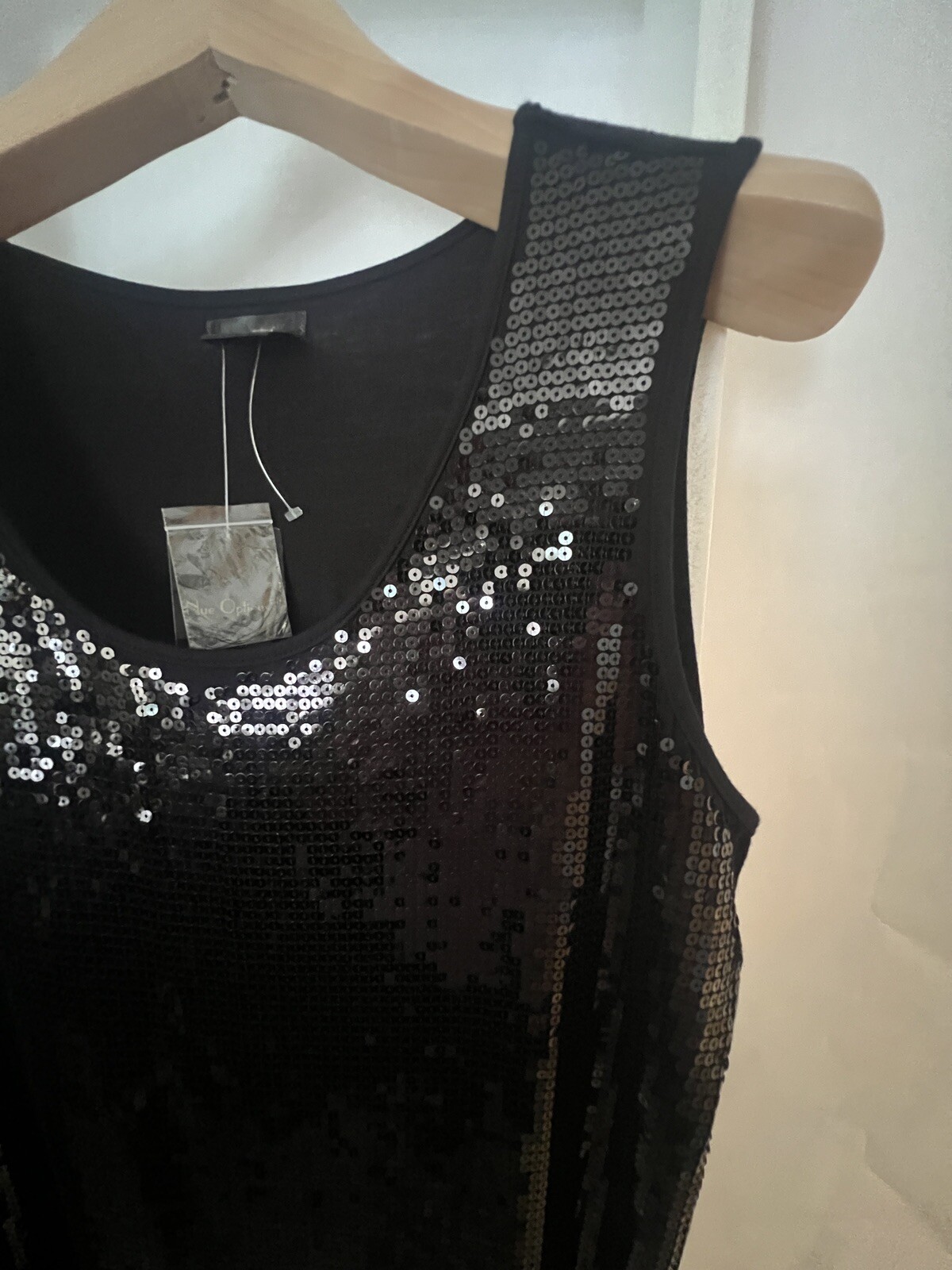 Dressy Tank Top Black Sequins Womens XL NEW Weddings Dates Nue Options SNCS2542B