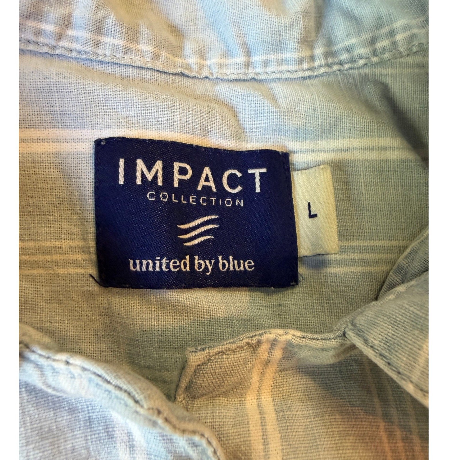 United By Blue Impact Collection Button Down Blue Striped Organic Cotton Coastal
