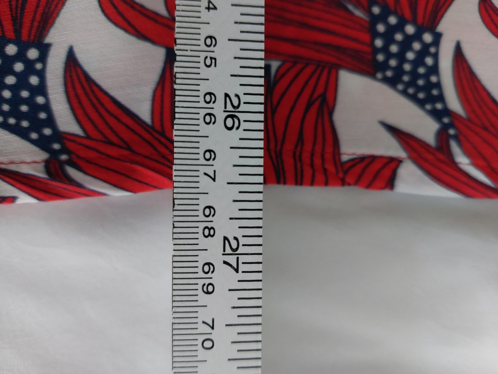 Peter Hahn Womens Floral Top Size 24 Red White Blue V Neck Cupro Viscose Blouse